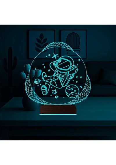 Luvivia Astronot Uzay 3d Lamba - Masa Gece Lambası V2 Şeffaf