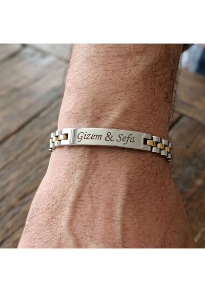 Pigado İsme Kişiye Özel 316l Paslanmaz Çelik Rolex Erkek Bileklik Gri
