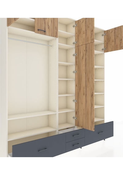 Arges Dolap 18 Raflı 4 Çekmeceli Tek Askılı 220x30x243 Aytaşı-çam/antrasit Atlas Çam/antrasıt Arges Dolap 18 Raflı 4 Çekmeceli Tek Askılı 220x30x243 Aytaşı-çam/antrasit Atlas Çam/antrasıt
