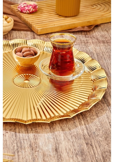 Cooker 35 Cm Metal Yuvarlak Gold Sunum Tepsisi Ckr3904 Diğer