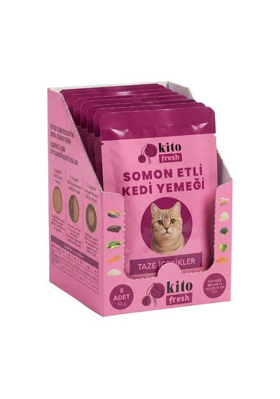 Fresh Somonlu Kedi Yemeği%100 Taze İçerikli Mama 80 G X 8 Adet