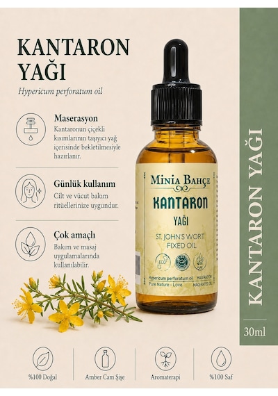 Minia Bahçe Bitki Ve Sanat Atölyesi Sarı Kantaron Yağı Bitkisel Kantaron Bakım Yağı 30 ML
