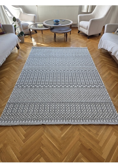 Elvey Home Monaco 223 Krem Gri İskandinav Sisal Bukle Bohem Yumuşak Özel Ölçü Salon Koridor Mutfak Halı Yolluk 0223-krem/gri