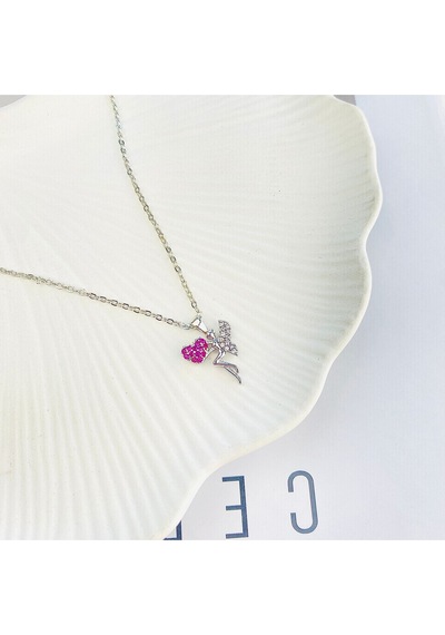 Peri Kadın Kolye Peri Kızı Zirkon Taşlı Silver Kolye 45cm Gümüş