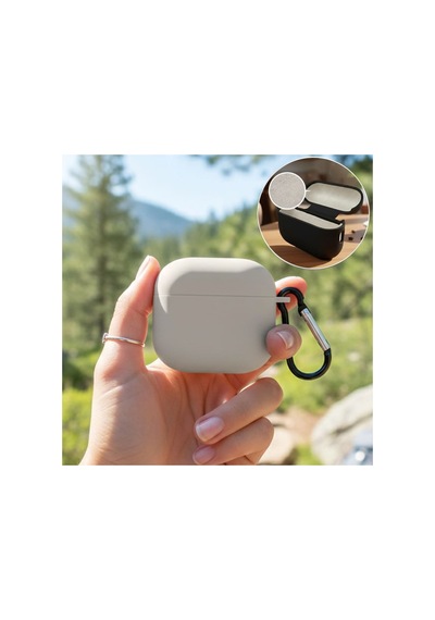Caseonn Apple Airpods Uyumlu 5 Kılıf Askı Aparatlı Lansman Gri