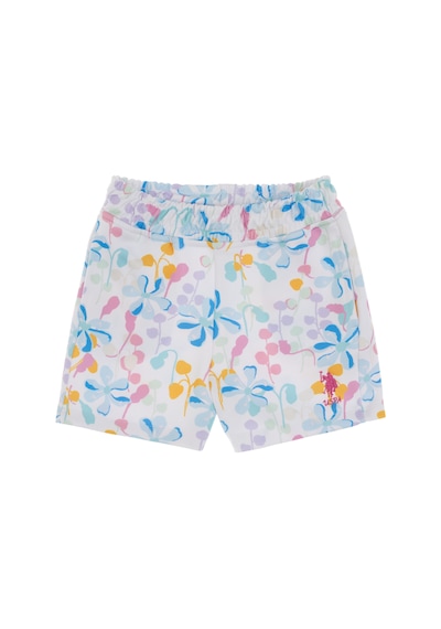 U.S. Polo Assn. Kız Çocuk Beyaz Çiçek Desenli Relax Fit Örme Şort 50299996-VR013