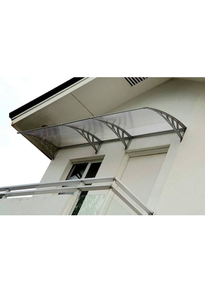 Plastik Ayak 6mm Levhalı Pratik Sundurma Kanopi 100x450 Cm Antras