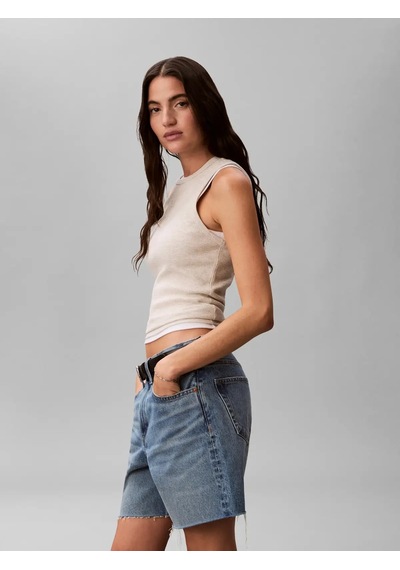 Calvin Klein Sl Monogram Patch Wa Bej Kadın Kolsuz Tişört