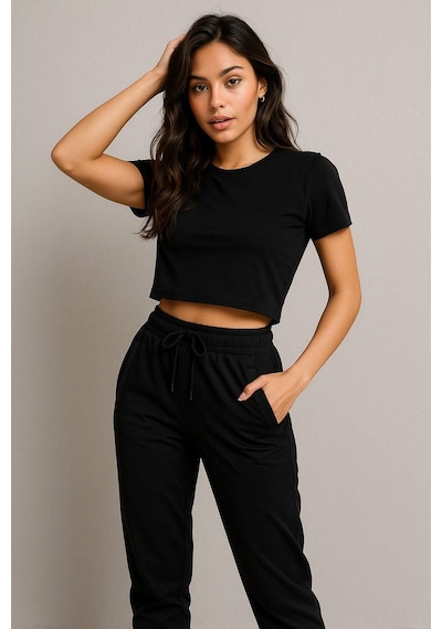 Kadın Standart Fit İnce Eşofman Altı Bel Paça Lastikli Basic Düz Uzun Boy Pantolon Çok Renkli