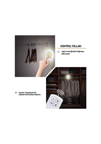 Uzaktan Kumandalı Yapışkanlı Led Spot Lamba Çok Renkli