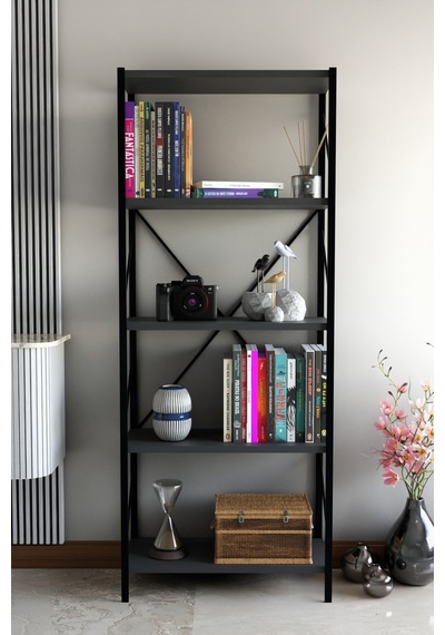 150 Cm Dekoratif 5 Raflı Kitaplık Çok Amaçlı Raf Mutfak Rafı Metal Kitaplık Gri 150 Cm Dekoratif 5 Raflı Kitaplık Çok Amaçlı Raf Mutfak Rafı Metal Kitaplık Gri