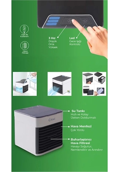 Kfan-7613 3'ü 1 Arada Portatif Led Işıklı İyonizer Hava Soğutucu Nemlendirici Ve Temizleyici