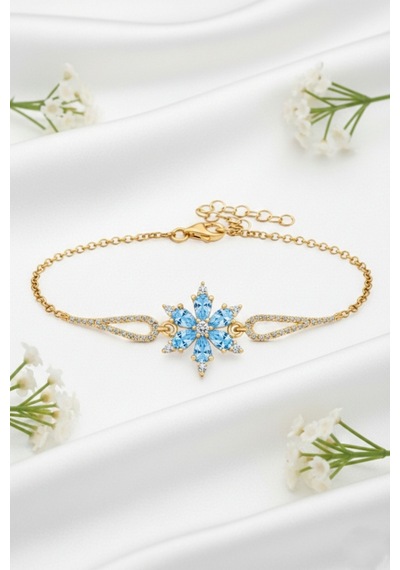 Çekirdekjewelry 925 Ayar Gümüş Akua Taşlı Bileklik Sarı