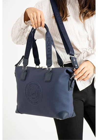 Just Polo Kadın Büyük Valiz Boy Ayarlanabilir Askılı Lüks El Ve Omuz Çantası Shopper Ebat: 33 X 40 Cm Lacivert