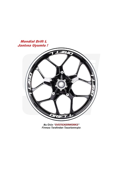 Mondial Drift L 125 Motosiklet Jant Şeridi 32'li Set Sticker Etiket Modeli Beyaz