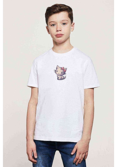 Tshirthane Sanat Carnivoran Yavru Kedi Menekşe Kitty Baskılı Unisex Çocuk B