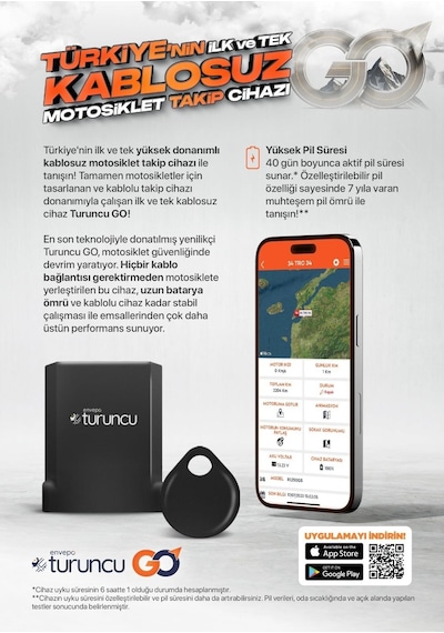 Turuncu Go Kablosuz Motosiklet Takip Cihazı 12 Aylık