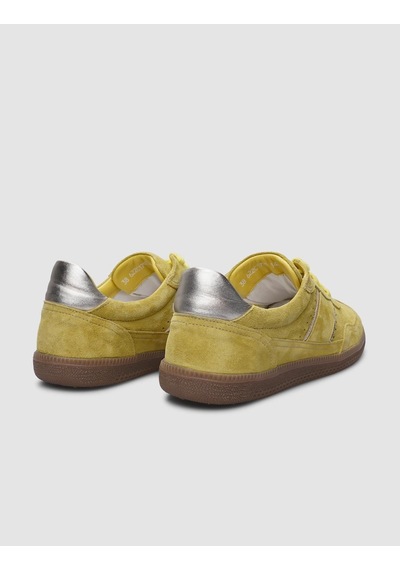 %100 Hakiki Deri Sarı Süet Bağcıklı Kadın Sneaker-sari Sarı