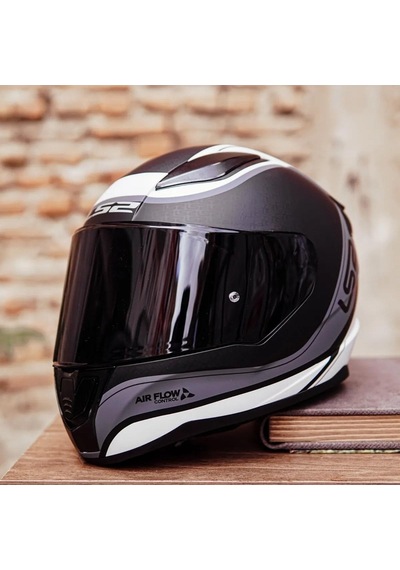 Şeffaf + Siyah Vizörlü + Ls2 Rapid Deeper Full Face Motosiklet Kaskı Beyaz - Siyah