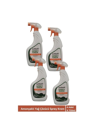Amonyaklı Yağ Çözücü Sprey Krem 4 Adet X 750 Ml 4'lü Set