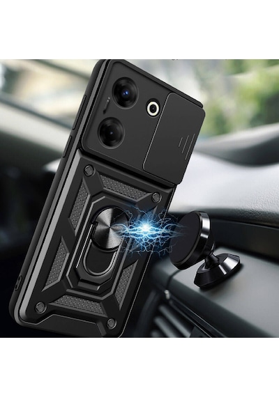 Nourthkiingdom Tecno Camon 20 Pro 4g Kılıf Magnetik Standlı Kamera Korumalı Nrtk Sürgülü Vega Kapak - Mavi Mavi