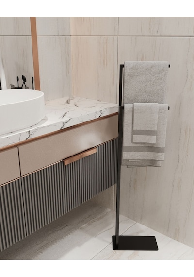 Aju Havluluk Kağıt Havlu Askısı Siyah Metal Malzeme Kurulum Gerektirmez Devrilmez Banyo Düzenleyici Siyah