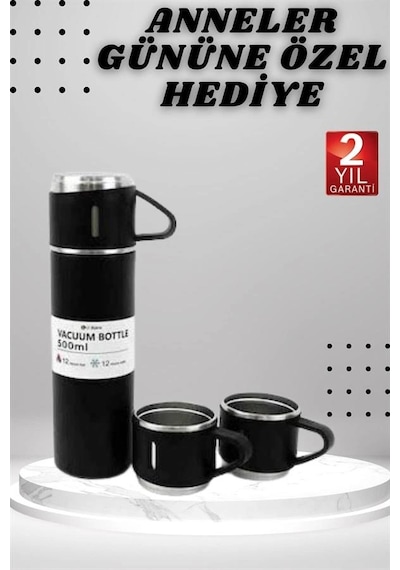 3 Bardaklı Termos Seti Anneler Gününe Özel Hediye Taşınabilir Sızdırmaz Isı Koruyucu Renkli