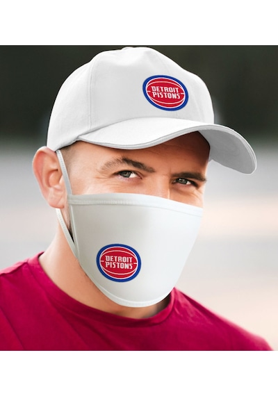 Nba Detroit Pistons Beyaz Şapka ve Yıkanabilir Maske Seti