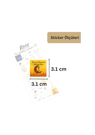 Roco Paper Ramazan Temalı Advent Takvim Sticker Seti - Dekoratif 30 Günlük Calender Etkinlik Çıkartma Seti Çok Renkli