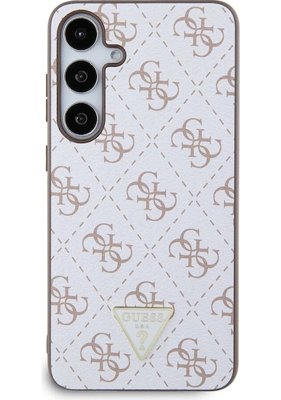 Galaxy S24 Plus Uyumlu Kılıf Guess Lisanslı Pu Üçgen Logo 4g Desenli Kapak Siyah