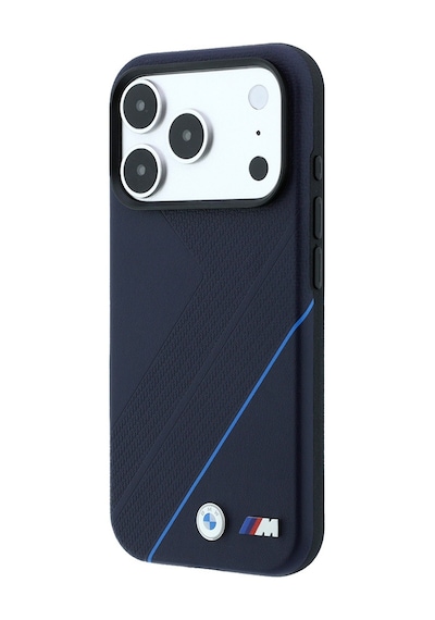 Apple Uyumlu iPhone 18 Pro Max Kılıf Bmw Lisanslı M-safeli M Logolu Lastik İzi Desenli Mavi Çizgili Kapak Laciver Lacivert