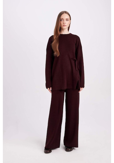 DeFacto Triko Pantolon Regular Fit Beli Lastikli Cepli Düz Basic Düz Paça D7511AX24WNBR171