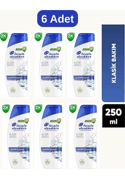 Klasik Bakım Kepek Karşıtı Şampuan 250 Ml 6 Adet Tüm Saç Tipleri