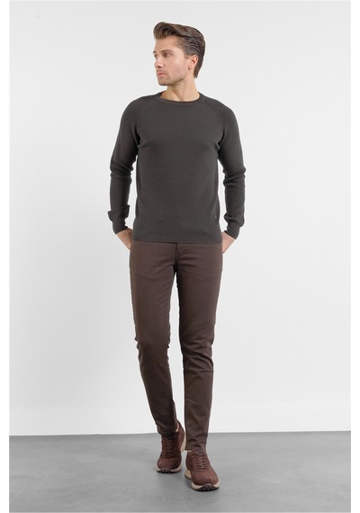 İmza Haki Bisiklet Yaka Uzun Kol Cepsiz Standart Fit Kazak Pamuk Triko 1012260150 XL