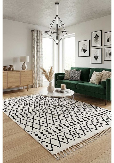 Havana İskandinav Tarz Kilim Desenli Makina Halısı Hv06 Siyah