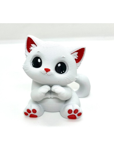 Sevimli Beyaz Kedi 3d Figürü