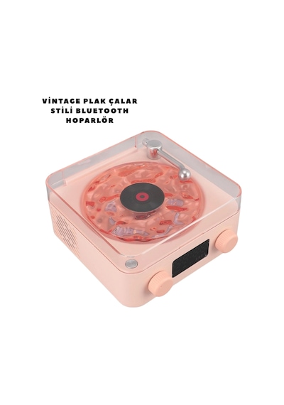Mey İthalat Retro Bluetooth Hoparlör Pembe