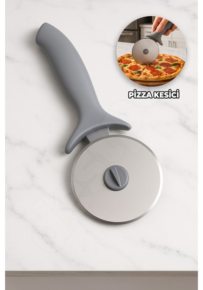 Pizza Kesici - Çıkarılabilir Bıçak - Kolay Temizlenir - Ekstra Kaliteli - Hamur Börek Kesici Bıçağı Gri