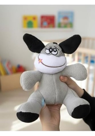 Atakids Sevimli Peluş Eşek Oyun Arkadaşı, 25 Cm, Gri, Unisex 000 Açık Krem