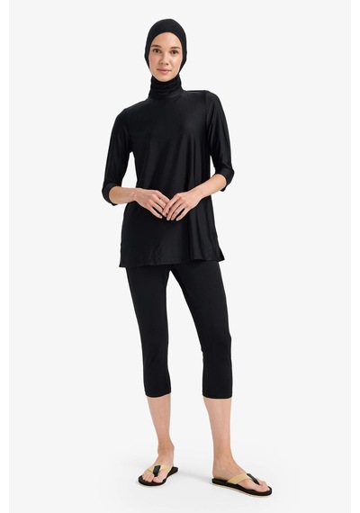 DeFacto Regular Fit 4'lü Hızlı Kuruyan Burkini Tesettür Basic Düz Mayo Takım E3513AX25HSBK81