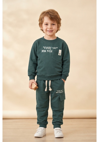 Ahengim Erkek Çocuk Pamuklu Baskılı 2 Li Takım Sweatshirt Eşofman Altı 1-4 Yaş Ak122 Koyu Yeşil Ahengim Erkek Çocuk Pamuklu Baskılı 2 Li Takım Sweatshirt Eşofman Altı 1-4 Yaş Ak122 Koyu Yeşil