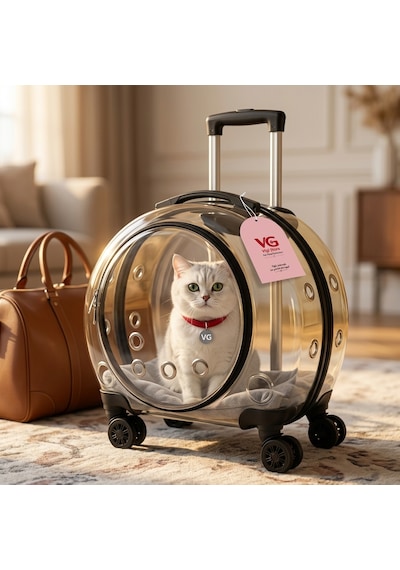 Vg Premium Şeffaf Panoramik Kedi Taşıma Valizi Xl