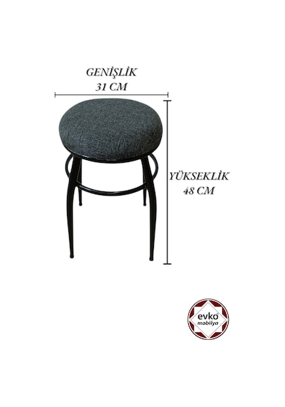 Evko Mobilya Tabure, Bar Taburesi, 2'li Tabure,siyah Ayaklı-siyah