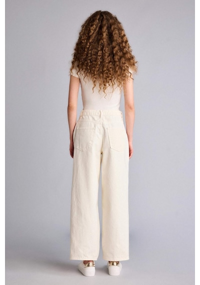 Defacto %100 Pamuk Baggy Fıt Normal Bel Gabardin Pantolon G9893ax26spwt84 Beyaz-wt84