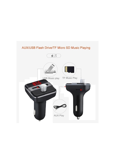 Bluetooth Lcd Araç Kiti Fm Verici Çift Çift Usb Araç Şarjı Dc 5V