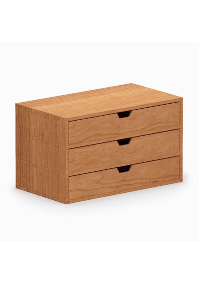 Desna Üç Katlı Üç Çekmeceli Dolap - Kiraz 34 Cm Uzunluk X 19 Cm Derinlik X 20 Cm Woodsaka Doğal Ahşap