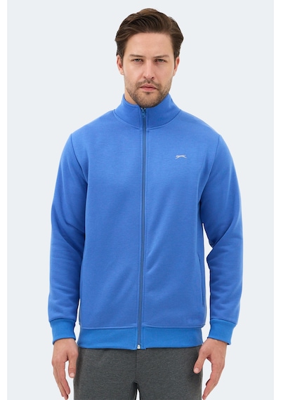 Slazenger Mendoza I Erkek Fermuarlı Dik Yaka Cepli Indigo Sweatshırt Indigo