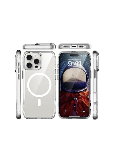 Apple Uyumlu iPhone 16 Pro Max Kılıf M-safe Şarj Özellikli Airbagli Şeffaf Zore İncek Kapak Seffaf