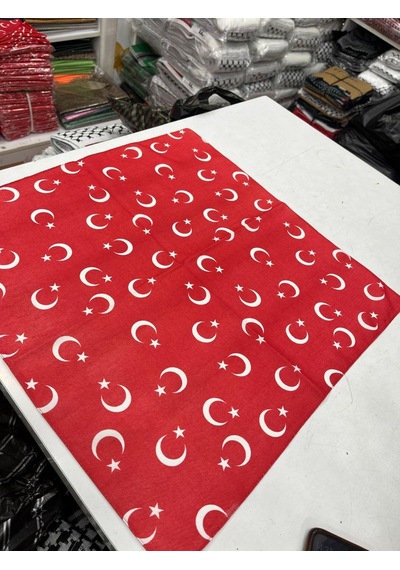 Sema Aksesuar 10 Adet Kırmızı Ay Yıldız Türk Bayrağı Pamuk Kumaş Fular - Bandana - 23 Nisan, 29 Ekim, 19 Mayıs Beyaz - Kırmızı