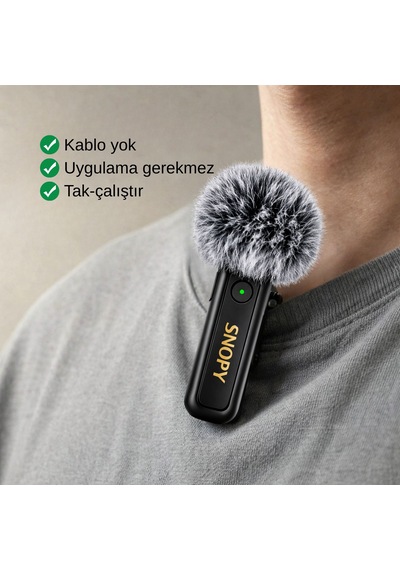 Yaka Mikrofonu Type-c Kablosuz 2 Mikrofonlu Siyah Sn-mw80
